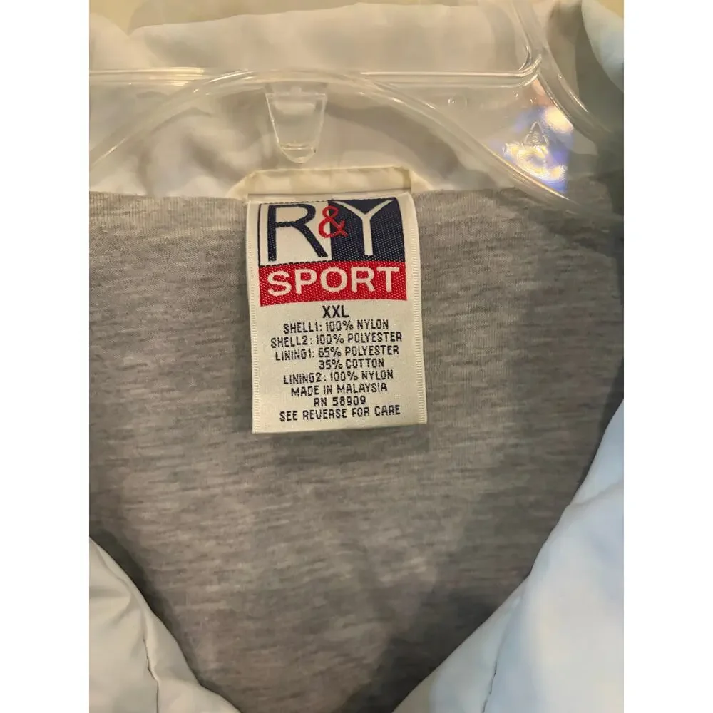 R&Y XXL Navy Red White Windbreaker Jacket Retro 90s Colorblock Nylon ZIp‎